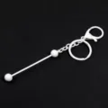 Llavero DIY de metal blanco con cierre de mosquetón, accesorio galvanizado para bolsos. - Blanco