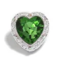 Herzförmiger grüner Strass silberner DIY Charm Perle, elegantes Kristallarmband Zubehör. - Herz - Smaragdgrün