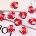Acrylic red flower rhinestone loose beads DIY craft for phone chain and jewelry accessories - 17x20mm / Red