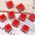 Rote quadratische Strass DIY Bastelperlen glitzernde Kristall Bonbonwürfel Perlen für Schmuck - 17mm / Rot