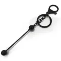 Llavero de cuentas DIY de metal galvanizado negro con mosquetón y colgante de doble bola - Negro