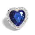 Blauer Herz Kristall Perle, vintage silberne Strass DIY Handy Kette Anhänger Accessoire. - Herz-Blau