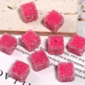 Rosa quadratische Strassperlen Bonbonfarbe glitzernde Kristall-Perlen für DIY Schmuckherstellung. - 17mm / Fuchsia
