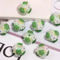 Acrylic flower beads for DIY crafts, handmade phone charms and jewelry making accessories. - 17x20mm / Green