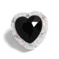 Vintage schwarzer Kristall Herz Anhänger silberner Strass DIY Charm für Handykette. - Herz - Schwarz
