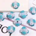 DIY acrylic flower beads round spacer beads for phone chains keychains pen accessories - 17x20mm / Blue
