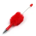 Rode pluche kralenbalpen pluizige bal nieuwigheid schrijfwaren DIY ambachtelijk hulpmiddel - Fluorescerend Rood