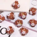 Acrylic flower beads for DIY phone chains keychains beaded pens and craft jewelry making. - 17x20mm / Brown