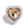 Herzförmiger Strass DIY Perle, silberner Metallboden mit Champagnerkristall und bunten Steinen. - Herz - Gold Champagner