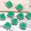 Perles de sucre en strass carrées vertes, perles en cristal scintillantes pour bijoux DIY. - 17mm / Vert