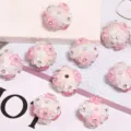 Acrylic flower beads with rhinestones, DIY loose beads for phone chains, keychains and crafts. - 17x20mm / White