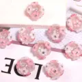 Acrylic flower beads pink DIY craft charms for phone chain jewelry making accessories 10pcs - 17x20mm / Clear