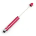 DIY beading stylus pen with pink metal barrel, black touch tip and telescopic rod for crafting. - Pink (SY020)