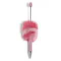 DIY roze pluche pompon kralenpen, creatieve plastic balpen met pluizige bontbedel voor accessoires. - Macaron Grijs Paars