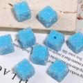 Perles de sucre en strass carrées bleues DIY cristal scintillant perles d'espacement fabrication - 17mm / Bleu ciel
