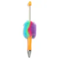DIY kleurrijke pluche kralen balpen creatieve donzige bal schrijfwaren kantooritem - Nieuw Oranje