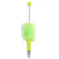Groene DIY kralenpen met pluizige pluche pompon en metalen staaf voor creatieve knutsel. - Nieuw groen