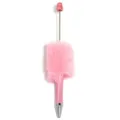 Roze pluizige DIY kraal balpen met pluche nepbontdecoratie voor kantoorartikelen. - Glitter Morandi Roze