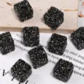 Perles strass carrees noires pour loisirs creatifs, perles sucre scintillant pour ongles. - 17mm / Noir Minéral