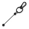 Llavero de barra de metal negro con mosquetón y anillo, accesorio de bolso gótico vanguardista. - Estilo (SL177)