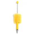 Creatieve DIY pluche pluizige kraal pen gele schattige balpen voor het schrijven. - Nieuw Citroengeel