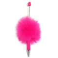 DIY pluche pompon balpen met helder roze pluche ontwerp en een leuke kraal accessoire. - ZK168 - snoepjesroze rood