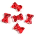 Red translucent glass bow beads, vertical hole DIY bracelet necklace jewelry making. - 10x14mm / Red