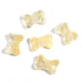 3D glazed crystal bow beads, transparent colored glass DIY jewelry accessories for bracelets. - 10x14mm / Light Yellow