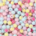 Pastellfarbene matte Acrylperlen lose fur DIY Handyketten Schmuckherstellung Zubehoer - Mehrfarbig