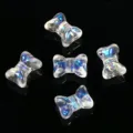 Translucent iridescent glass bow beads vertical hole DIY jewelry making bracelet necklace - 10x14mm / Aurora Color