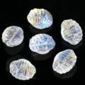 Translucent iridescent seashell glass beads for DIY bracelet jewelry making, horizontal hole. - Aurora Color