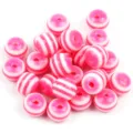 Pink and white striped resin beads candy round direct hole DIY bracelet jewelry making supplies - Rose Red