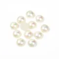 Perle piatte AB per artigianato fai da te, mezze perle in ABS, decorazione lucida - 4mm / Bianco crema AB