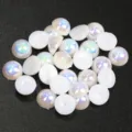 Mezze perle piatte in ABS con effetto AB per creazione di gioielli DIY e accessori vari. - 4mm / Bianco AB