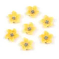Cute yellow resin five-petal flower charms for DIY nail art and phone case decoration - 13mm (100 Pieces/Pack) / Yellow Flowers with Gray Stamen