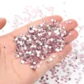 Ροζ επίπεδα κρύσταλλα στρασ για nail art, DIY χειροτεχνίες και λαμπερές διακοσμήσεις. - Ανοιχτό Ροζ