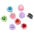 Gros plan détaillé des breloques DIY en résine argile rose strass en forme de cœur et accessoires. - Couleurs Mélangées Aléatoires / 10 Pièces/Paquet