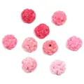 Perles de fleurs de roses roses ensemble DIY, accessoires de bijoux sphériques en argile colorée - 10 Pièces/Paquet / Mélange de couleurs rose frais