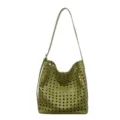Sac à bandoulière en cuir souple tressé vert sac seau fourre-tout élégant sac à main décontracté - Vert