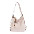 Women PU Leather Convertible Backpack Crossbody Bag Casual Daily Commute Handbag - With Pendant / Pink