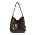 Women PU Leather Convertible Backpack Crossbody Bag Casual Commuter Tote Shoulder Bag - With Pendant / Brown
