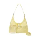 Sac à bandoulière hobo en cuir PU jaune avec poche transparente et style de sac ita tendance. - Jaune