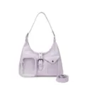 Purple patent leather ita bag single shoulder crossbody bag with clear photocard pocket. - Purple
