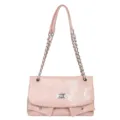 Pink quilted chain shoulder bag for women, stylish flap purse with metal strap and turn-lock. - Pink