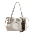 Sac cabas fourre-tout blanc élégant grande capacité pour femme sac à main décontracté. - Avec Pendentif / Blanc