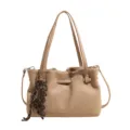 Sac cabas grand format décontracté pour femme, élégant sac porté épaule avec pendentif. - Avec Pendentif / Kaki