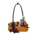 Sac à main bowling vintage rétro pour femme, élégant sac épaule sous les bras avec pendentif. - Avec Pendentif / Marron Jaune
