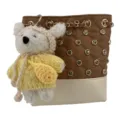 Sac seau matelassé en strass de style coréen avec joli porte-clés ours en peluche - Avec Pendentif / Kaki