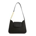 Sac à épaule noir tressé chic avec chaîne dorée, élégant sac à main pour femme tendance. - Noir