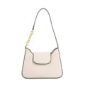 Sac à épaule chic pour femme blanc avec chaîne dorée et texture géométrique élégante. - Blanc